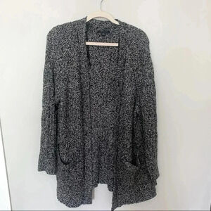 American Eagle Slouchy Oversized Black and Grey Marled Cardigan Medium